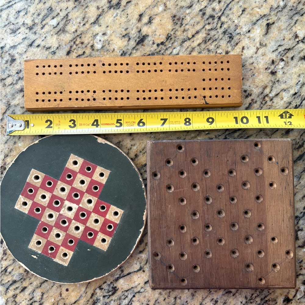 Wooden Cribbage and Game Boards Set